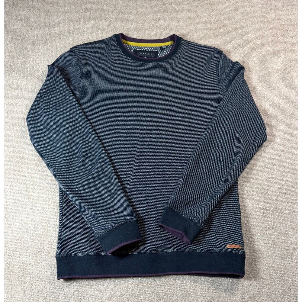 Ted Baker Navy Blue Textured Crewneck Sweater Men's - Size TED 1 (XS)